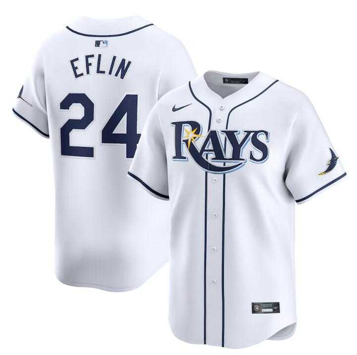 Men%27s Tampa Bay Rays #24 Zach Eflin White Home Limited Stitched Baseball Jersey Dzhi->tampa bay rays->MLB Jersey
